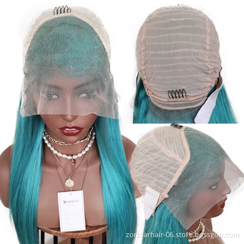 Wholesale Blue Weave and Wigs 100 Human Hair Transparent HD Lace Frontal Wigs Human Hair Lace Front Brazailian Colored Hair Wig